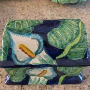 Talavera Mexico Lilly Pattern Trinket Box (only)
